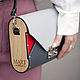 Leather and wood letter bag grey with red Morocco, Classic Bag, St. Petersburg,  Фото №1