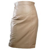 Одежда handmade. Livemaster - original item Leather pencil skirt beige genuine leather sheepskin nappa. Handmade.