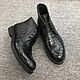Men's crocodile leather shoes, spring / autumn model in black, Boots, St. Petersburg,  Фото №1