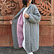 Coat: Knitted Lined Coat Grey with Pink. Coats. CUTE-KNIT by Nata Onipchenko. Online shopping on My Livemaster.  Фото №2