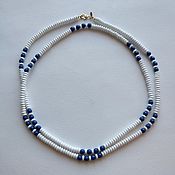 Винтаж handmade. Livemaster - original item Beaded Necklace Vintage Monet Long Neck Beads White Blue Choker. Handmade.