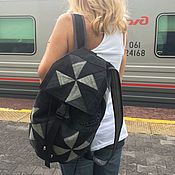 Сумки и аксессуары handmade. Livemaster - original item Backpack Triangle Black denim. Handmade.