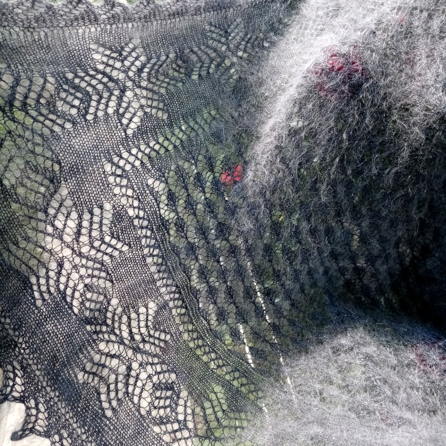Shawls: Handkerchief downy openwork gray 'Uryupinskaya beauty', Shawls1, Urjupinsk,  Фото №1