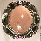 Кольцо с розовым кварцем "Мороженное"