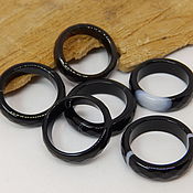 Украшения handmade. Livemaster - original item 17.5 R-R black agate ring with cut. Handmade.