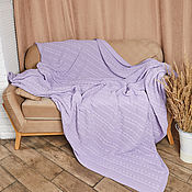 Для дома и интерьера handmade. Livemaster - original item Lilac plaid knitted with braids. Handmade.