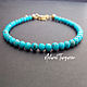 Thin bracelet made of natural turquoise in gold. Bead bracelet. Kati Jewelery. Online shopping on My Livemaster.  Фото №2