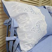 Для дома и интерьера handmade. Livemaster - original item Bed linen. Bed linen with Richelieu sewing.Boiled. Handmade.