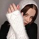  Ажурные митенки из ангоры, белые вязаные митенки, Митенки, Чебоксары,  Фото №1