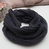 Аксессуары handmade. Livemaster - original item Snudy: Snood scarf knitted in 2 turns dark gray. Handmade.