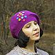 Order Beret hat for spring winter elegant women's knitted lilac bright. Джемпера, шапки, палантины от 'Azhurles'. Livemaster. . Berets Фото №3