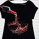 T-shirt black with wine and dancing girl hand painted. T-shirts. Koler-art handpainted wear. Online shopping on My Livemaster.  Фото №2