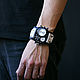 Brutal BW quartz wrist watch on a wide leather bracelet. Watches. MART. My Livemaster. Фото №5