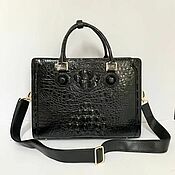 Сумки и аксессуары handmade. Livemaster - original item Bag-briefcase made of embossed crocodile skin, in black.. Handmade.