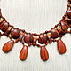 "Red necklace" made of wood - plum and bayong, Necklace, Moscow,  Фото №1