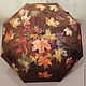 Folding umbrella with painted Autumn leaves chocolate brown machine, Umbrellas, St. Petersburg,  Фото №1