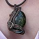 Copper wire wrapped double side pendant with agate "Dragon's eye", Pendants, St. Petersburg,  Фото №1