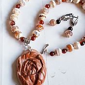 Украшения handmade. Livemaster - original item Atacama set with agate ji and carved rose. Handmade.