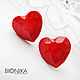 Heart stud earrings, stud earrings with a heart, heart red earrings, Stud earrings, Voronezh,  Фото №1