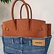 Заказать Джинсовая кожаная сумка в стиле Birkin 30. My Handmade. Magic denim in art. Ярмарка Мастеров. . Классическая сумка Фото №3