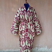 Одежда ручной работы. Ярмарка Мастеров - ручная работа Kaftan acolchado de ikata. Uzbekistán chapan. boho abrigo. Handmade.