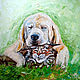 Painting dog and cat funny oil painting with palette knife, Pictures, Ekaterinburg,  Фото №1