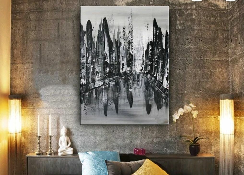 Черно белые картины на стену Абстрактные картины Ночной город, Картины, Санкт-Петербург,  Фото №1