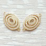 Пара на серьги. №772 Агаты. Позолота