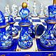 Chess checkers made of wood 'Gzhel', hand-painted. Chess. Anna Fekolkina chess-souvenirs. My Livemaster. Фото №4