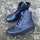High-top sneakers 'Speed' dark blue leather black sole, Training shoes, Moscow,  Фото №1