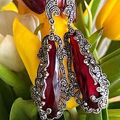 Earrings Manon. Rose quartz, diamonds, gold 585