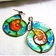 Order Earrings stained glass 'Ammonites' brass, plastic. IVA rainbow art. Livemaster. . Earrings Фото №3