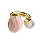 Gold ring with moonstone and rhodochrosite, large pink ring. Rings. Irina Moro. My Livemaster. Фото №4
