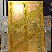 Картины и панно handmade. Livemaster - original item Abstract gold painting with patal and glitter 