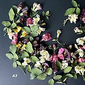 Гортензия соцветие на стебельке с листочками объёмной сушки
