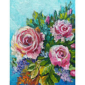 Картины и панно handmade. Livemaster - original item Painting of a rose bouquet 