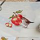 Две вышивки "Птицы с фруктами". Картины. Мастерская Юлии Велигодской. Ярмарка Мастеров.  Фото №5