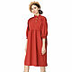 Красное платье косоворотка с деревянными пуговицами, Платья, Москва,  Фото №1