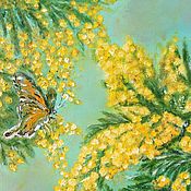 Картины и панно handmade. Livemaster - original item Pictures: Oil painting Spring mood. Messengers of spring. Mimosa. Handmade.