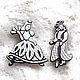 Paired brooches Dancers, Western Germany, dance, ball, national dress, Vintage brooches, Moscow,  Фото №1