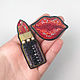 Set of brooches and Lipstick red Lips, fashion brooches. Brooch set. Zveva. Online shopping on My Livemaster.  Фото №2