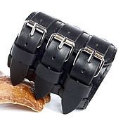 Украшения handmade. Livemaster - original item Genuine Leather Wristband, Leather Wide Bracelet Three Layers. Handmade.