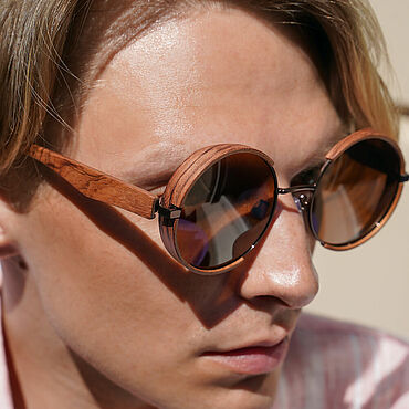 Аксессуары ручной работы. Ярмарка Мастеров - ручная работа Деревянные круглые очки Ozzy. Handmade.