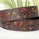 Order Sugar Skull Leather Belt, Brown Leather Belt. Made In Rainbow. Livemaster. . Straps Фото №3