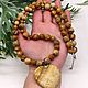 Natural Wooden Jasper necklace with pendant, Necklace, Moscow,  Фото №1