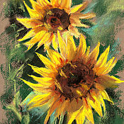 Картины и панно handmade. Livemaster - original item Pictures: Flowers Sunflowers. Original. Pastel.. Handmade.