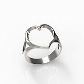 Украшения handmade. Livemaster - original item Open heart ring, 925 silver (K33). Handmade.