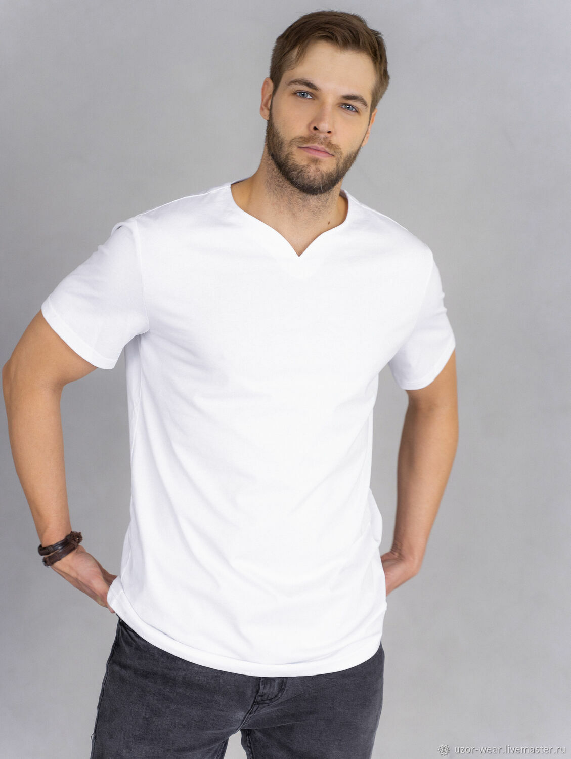 Мужская белая футболка из хлопка пенье 100% купить в интернет-магазине Ярмарка Мастеров по цене 2490 ₽ – R9BHWRU