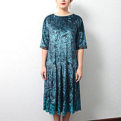 Одежда handmade. Livemaster - original item Dress velvet turquoise a line MIDI. Handmade.