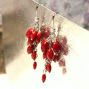 Украшения ручной работы. Ярмарка Мастеров - ручная работа Red coral earrings PHOENIX earrings store. Handmade.